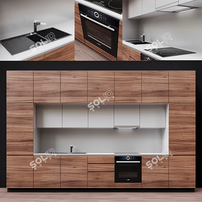 Sleek Kitchen with Spacious Design 3D model image 1