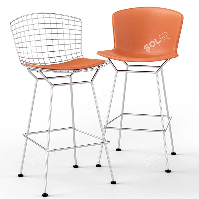 Elegant Wireframe Barstool 3D model image 1