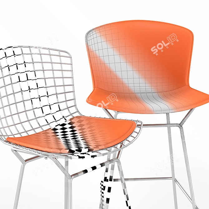 Elegant Wireframe Barstool 3D model image 3