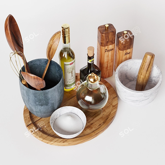 Elegant Kitchen Décor Set 3D model image 2