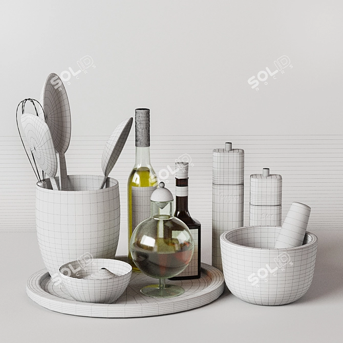 Elegant Kitchen Décor Set 3D model image 3