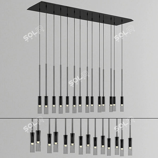 Elegant Contemporary Charlot Linear Chandelier 3D model image 1