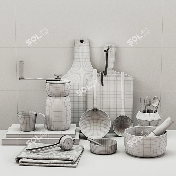 Elegant Kitchen Decor Set 3D model image 2