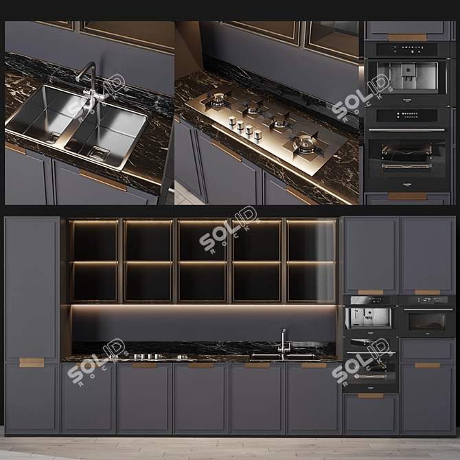 Title: Modern Kitchen Set with Fulgor Milano Appliances 3D model image 1