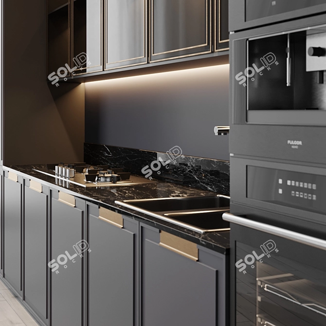 Title: Modern Kitchen Set with Fulgor Milano Appliances 3D model image 2