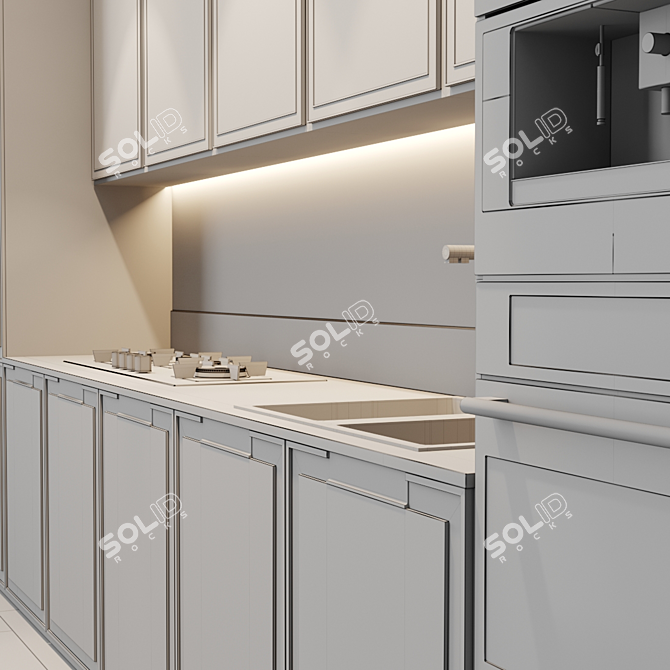 Title: Modern Kitchen Set with Fulgor Milano Appliances 3D model image 3