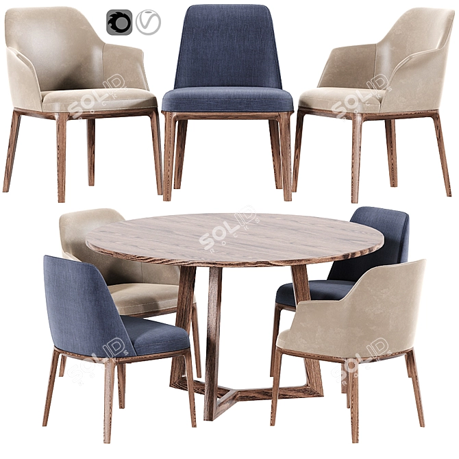 Elegant Poliform Sophie & Grace Dining Set 3D model image 1