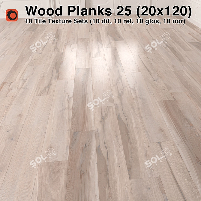 Premium Plank Wood Flooring 3D model image 1