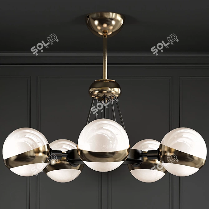 Elegant Brass Ball Chandelier 3D model image 1
