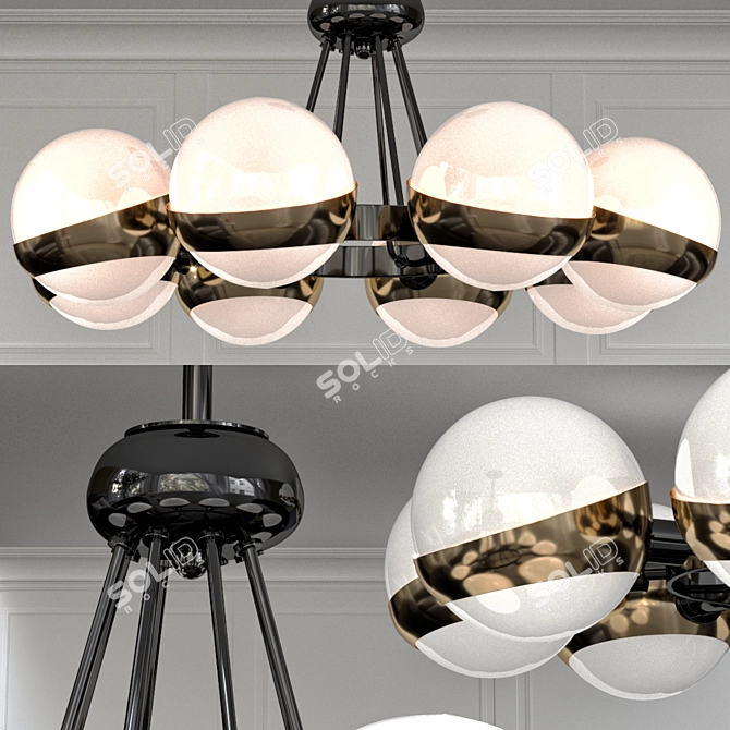 Elegant Brass Chandelier - Hold Ball 3D model image 1