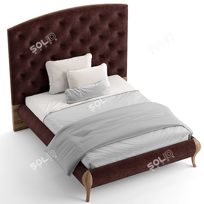 Sleek Barok Bed 3D model image 2