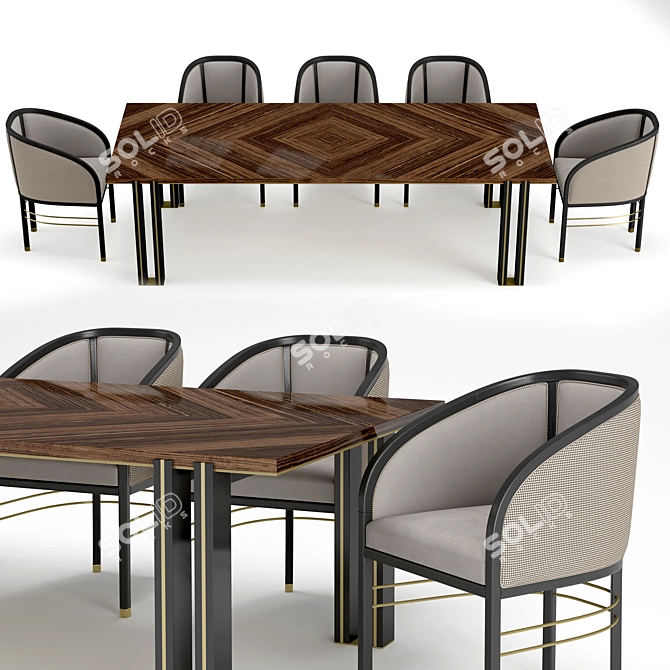 Elegant Frato Mascate Armchair & Kalmar Table 3D model image 1