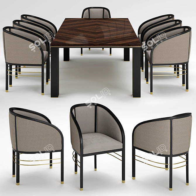 Elegant Frato Mascate Armchair & Kalmar Table 3D model image 2