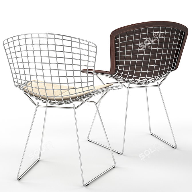 Sleek Steel Bertoia Chair 3D model image 2