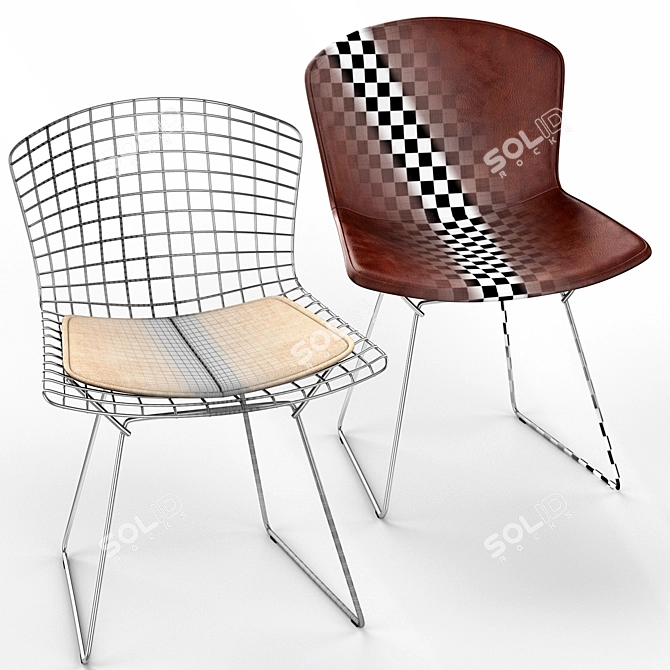 Sleek Steel Bertoia Chair 3D model image 3