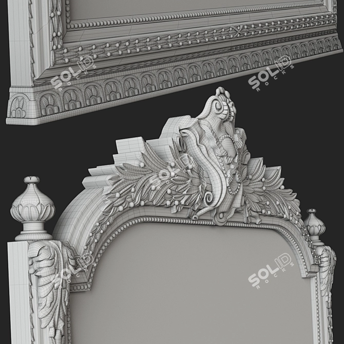 Elegant Baroque Carved Floor Mirror 3D model image 3