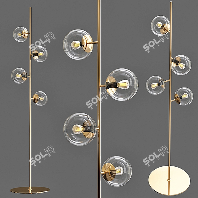 Orb Floor Lamp: Modern Elegance in Glossy Gold 3D model image 1