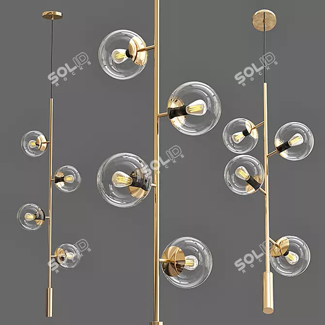 Title: Gleaming Gold Orb Lounge Pendant - Modern Chandelier 3D model image 1