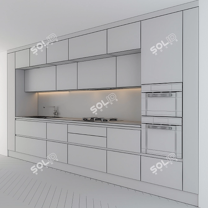 Sleek White Kitchen Set 3D model image 2