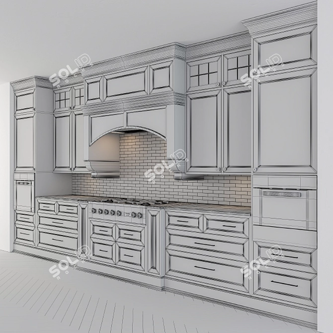 Elegant Dark Kitchen Set 3D model image 2