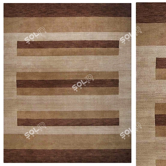 Authentic Indian Gabbeh Striped Carpet 3D model image 1