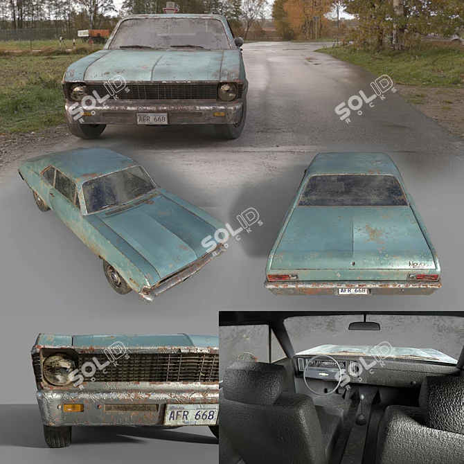 Chevrolet Nova '69: Realistic Low Poly 3D model image 2