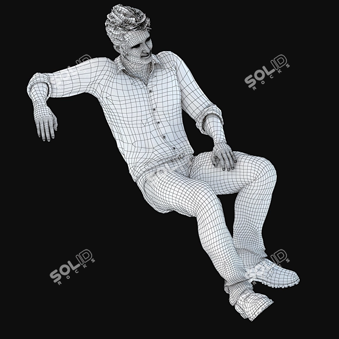 Stylish Youthful Figure Sitting 3D model image 3