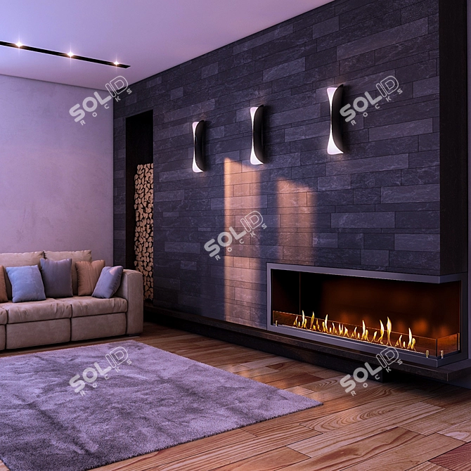 SappFire: Built-in Corner Fireplace Beauty 3D model image 3