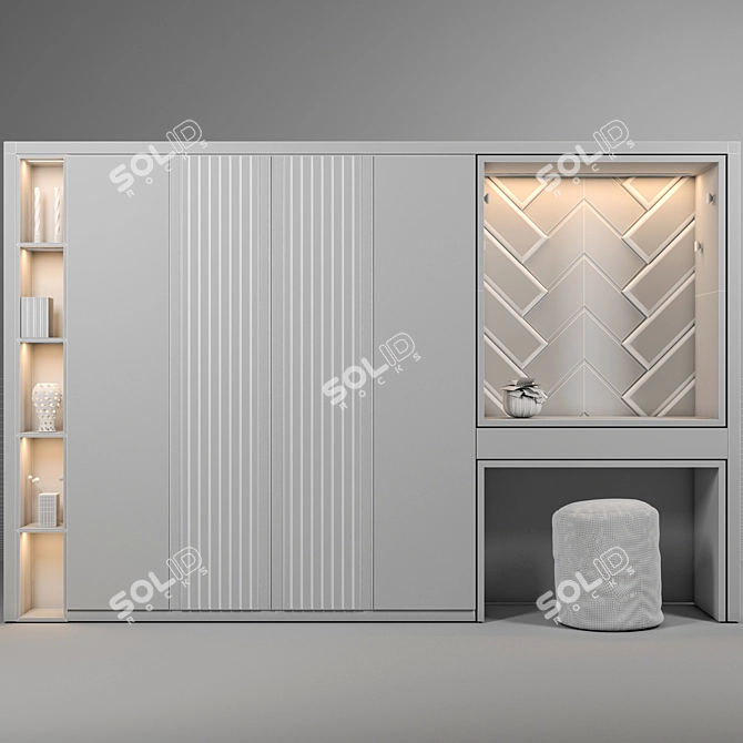 Sleek Wardrobe: 360x230cm | 3Dmax, OBJ, FBX | Texture Included 3D model image 3