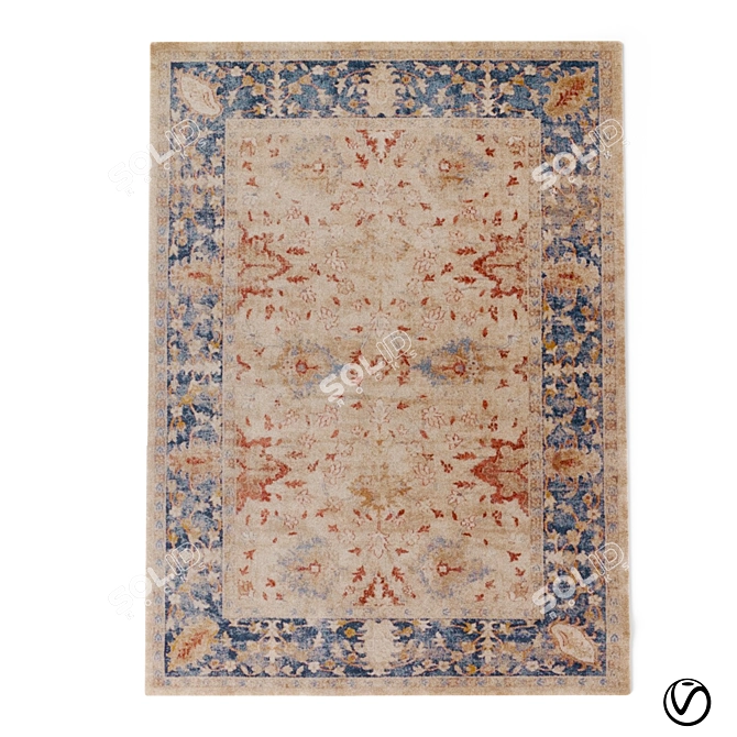 Trinity Sand Blue Rug: Modern Elegance 3D model image 1