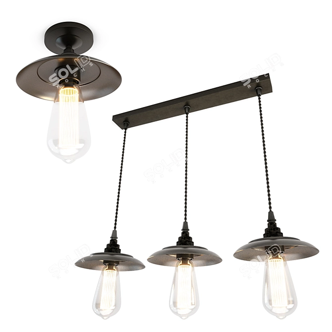 Industrial Reznor Pendant Lamps 3D model image 1