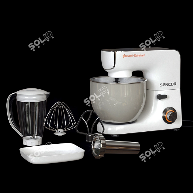 Sencor 5.8qt Stand Mixer: White Excellence 3D model image 2