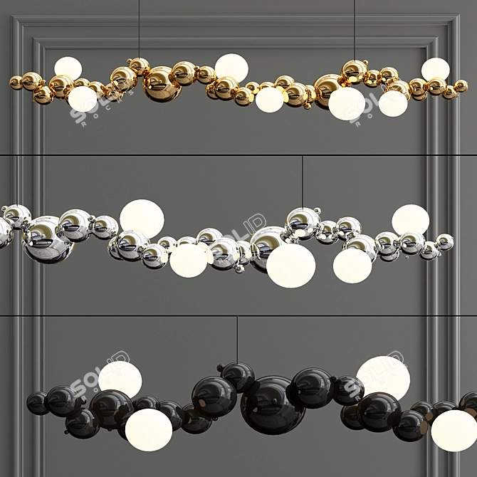 Sculptural Bubbly Linear Pendant 3D model image 1
