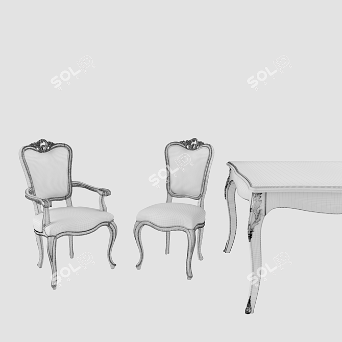 Modern Dining Set - Table + Chairs 3D model image 2