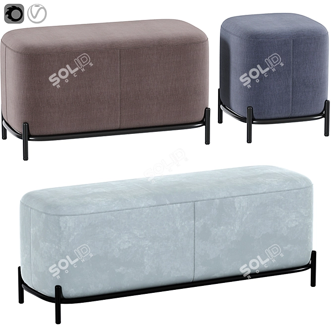 Pawai Pouf Set | Stylish, Versatile, Comfortable 3D model image 1