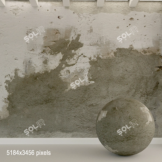 Aged Concrete Wall Texture 3D model image 1