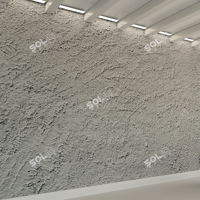 Authentic Aged Concrete Wall 3D model image 2