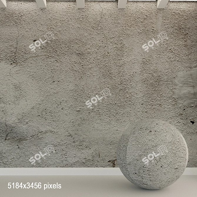 Aged Concrete Wall: Vintage Texture & Bump Maps 3D model image 1