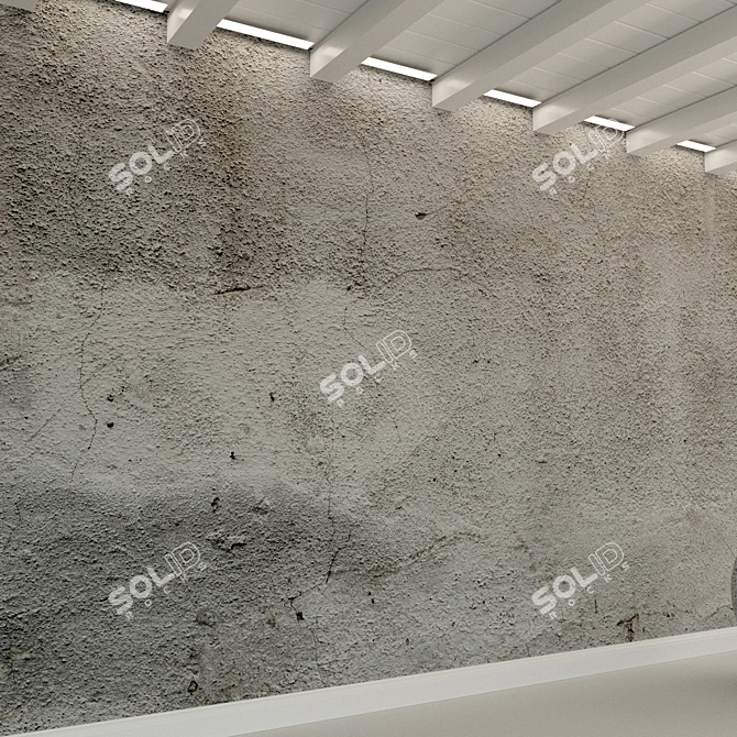 Aged Concrete Wall: Vintage Texture & Bump Maps 3D model image 2