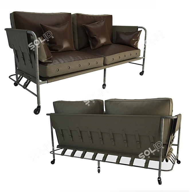 Darwin Military Sofa: Retro Style with a Militaristic Twist 3D model image 1