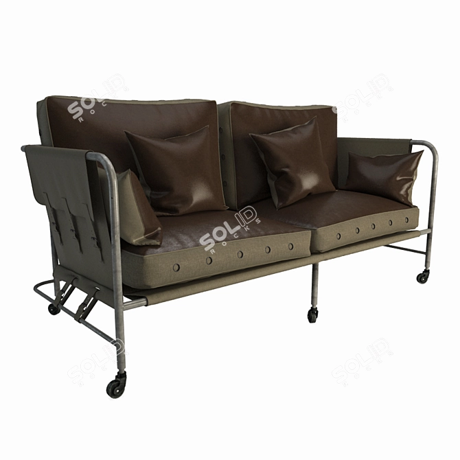 Darwin Military Sofa: Retro Style with a Militaristic Twist 3D model image 3