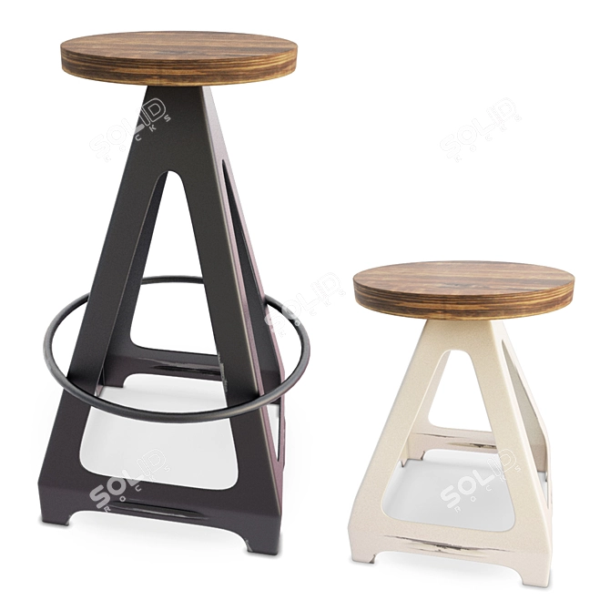 Modern Industrial Stools: Livorno Collection 3D model image 1