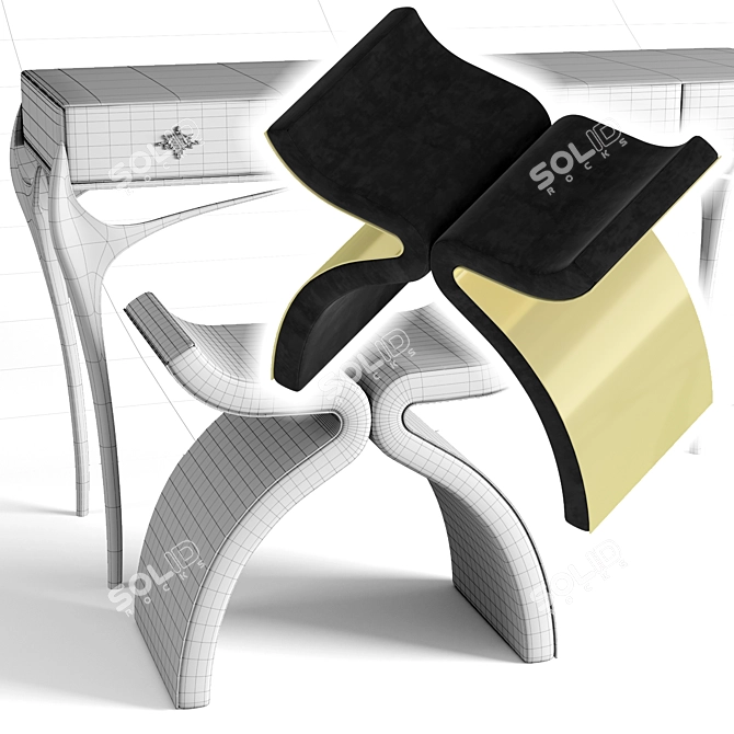 Glamorous Temptation Bench & Console 3D model image 3