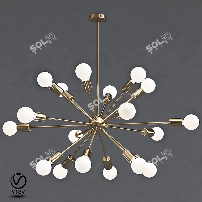 Sparkling Gold Sputnik Chandelier 3D model image 1