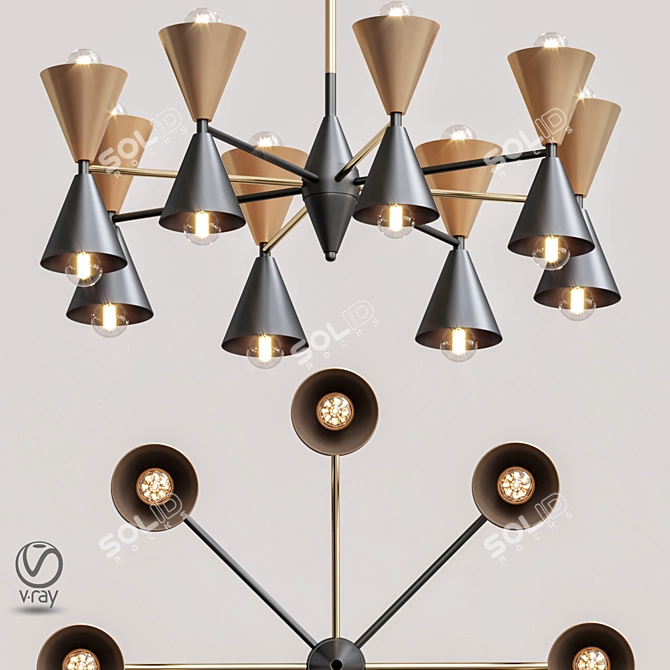 Elegant Cairo Chandelier: Black & Gold 3D model image 1