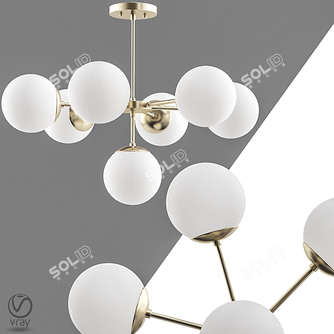 Elegant Copper Chandelier 7 3D model image 1