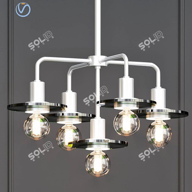 Sleek and Modern 5-Light Chandelier 3D model image 1