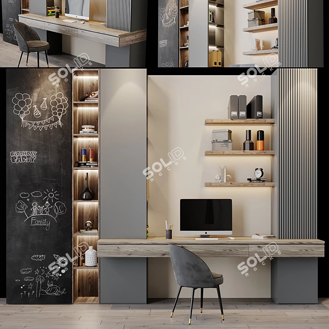 Modern Office Desk 3D model image 1