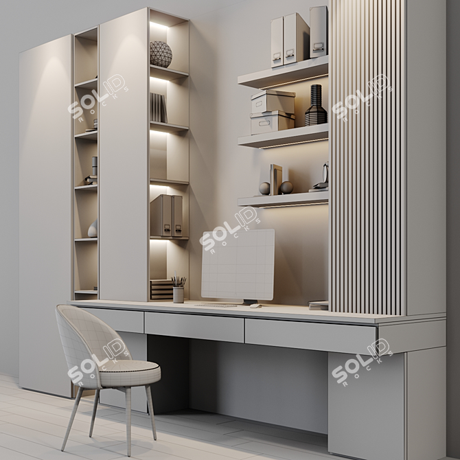 Modern Office Desk 3D model image 3