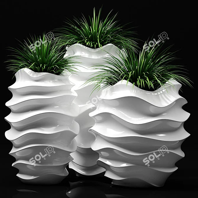 Indoor Greenery in Stylish Planters 3D model image 1